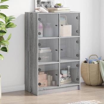 Aparador alto de madera multicapa Sonoma Gris 68x37x109 cm