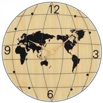 Reloj de pared amarillo y negro Ø 50 cm madera multicapa, diseño moderno, fabricado en madera de ingeniería, tamaño 50 cm de diámetro, ideal para salón, baño y cocina