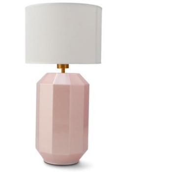Lámpara de Sobremesa Aqua 6113Y - Cristal Rosa, Protección IP20, Interruptor en el Cable, Pantalla de Tela para Bombilla E27 (No Incluida)