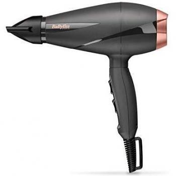 Secador de Pelo Profesional BaByliss Smooth Pro 2100, Iónico, 2100W, Color Negro y Oro Rosado, Modelo 6709DE