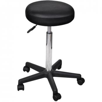 Black Faux Leather Office Stool