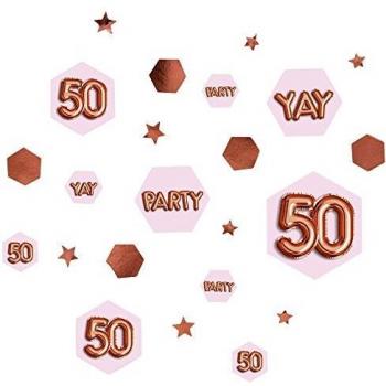 Neviti 773444 Glitz y Glamour edad 50 confeti mesa Scatters, Rosa/Oro rosa , color/modelo surtido