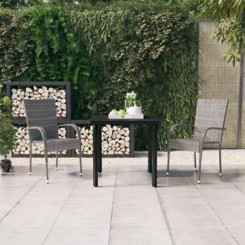 7-Piece Grey and Black Garden Dining Set with Cushions