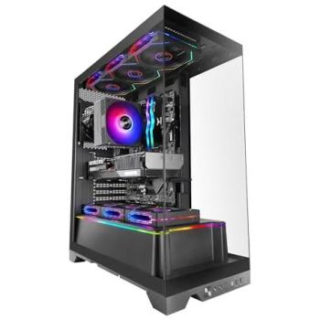 Caja Gaming ATX Mars Gaming MC-Prisma, Triple Cristal Templado Sin Marcos, Iluminación ARGB Lateral y Frontal, Diseño de Doble Cámara, Soporte para Refrigeración Líquida hasta 360mm, Color