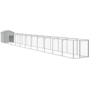 vidaXL Galvanised Steel Dog House with Roof, Light Grey, 117x122x123 cm
