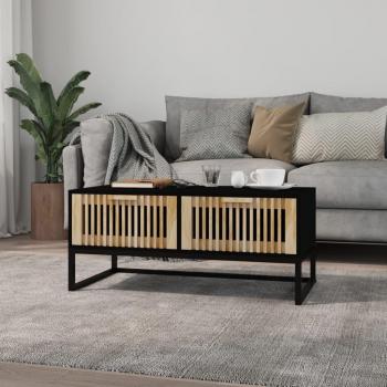 Mesa de centro vidaXL de hierro y madera contrachapada, dimensiones 80x40x35 cm, color negro y marrón, apta para salón, comedor o como mesita auxiliar