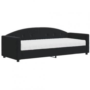 Sofá cama con colchón de terciopelo negro 80x200 cm
