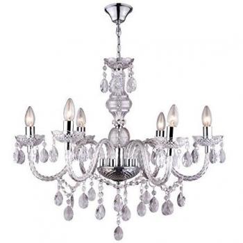 Lámpara colgante Cuimbra I - Cristal Acrílico Transparente - 6 Luces E14 - Cromado