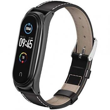 OOHGUT Correa para Xiaomi Mi Band 5, Pulseras Universal MiBand 3/4/5 Cuero Pulsera Piel Correas de Actividad Reloj Milanés Wristband Recambio Bandas de Dermis Recambios con Cierre Band Strap
