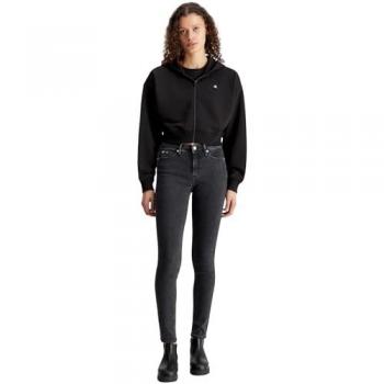 Calvin Klein Jeans Timeless Black Hooded Sweatshirt with Embroidered Badge - S