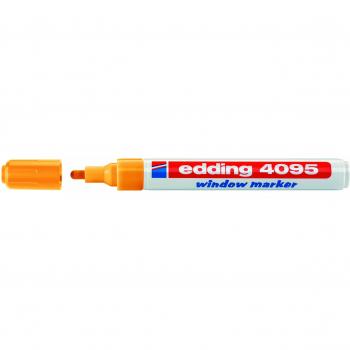 edding 4095 marcador de tiza, naranja neón, 10 rotuladores de tiza, punta redonda 2-3 mm, rotuladores para cristal borrables, para pizarras, vidrio y espejos, tiza líquida de cobertura opaca