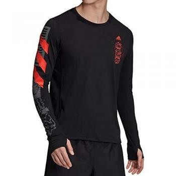 adidas Fast GFX LS tee Camiseta de Manga Larga, Hombre, Negro, XL