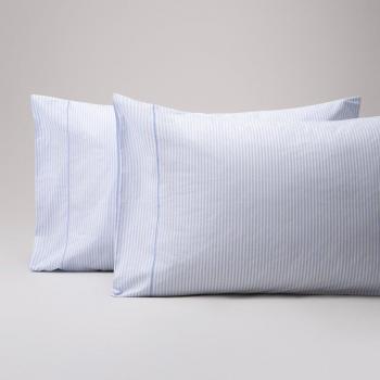 Bassols - Fundas de Almohada Tebas Azul en algodón de fibra larga con 200 hilos