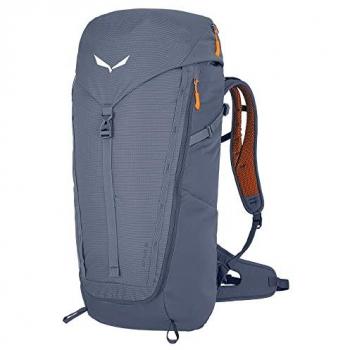 Mochila Salewa Alp Mate 36L azul naranja, capacidad de 36 litros, diseño ergonómico, sistema de ventilación en la espalda, compartimentos múltiples para organización, material resistente al agua y a la abrasión, correas