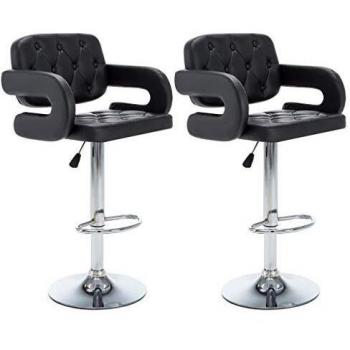 vidaXL 2X Sillas Bar Giratorias Piel Sintética 54x58x115cm Negro Mobiliario