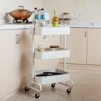 Corneria Carro Multiuso Con Ruedas y 3 Cestos - Carrito Auxiliar Metálico Multiusos Para Casa Cocina Cuarto