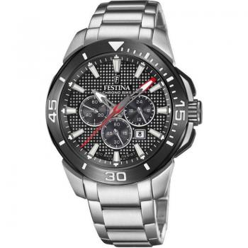 Festina Chrono Bike F20641/4 Men's Silver Stainless Steel 316L Black Dial Analog Chronograph Watch