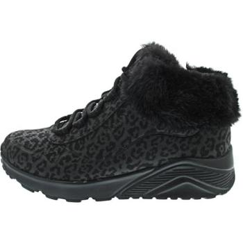 Zapatillas Altas Skechers UNO LITE para Niña, Negras, con Cordones y Cremallera Lateral, Plantilla Air Cooled Memory Foam