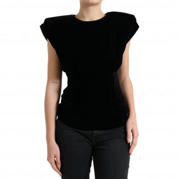 Dolce & Gabbana Velvet Exaggerated Shoulder Top - Black Unisex, Size XS