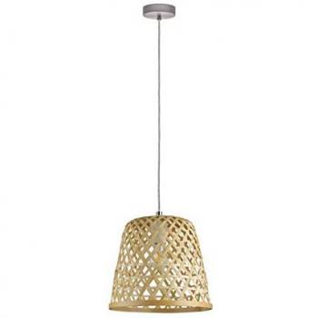 Lámpara Colgante Kirkcolm LED Níquel Mate y Madera Natural 1xE27