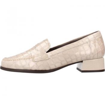 Zapatos PITILLOS Beige Tacones Medios Cómodos para Mujer Mocasines Antifaz 5423 Piedra
