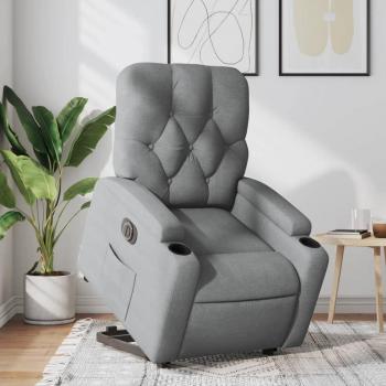 Sillón eléctrico reclinable elevable de tela gris claro vidaXL