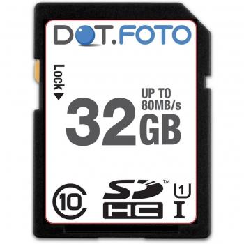 Dot.Foto 32Gb SDHC Alta Velocidad 80MB/s Clase 10 UHS-1 Tarjeta de Memoria para Olympus X-43, X-940, X-960, X-990, XZ-1, XZ-2, XZ-10
