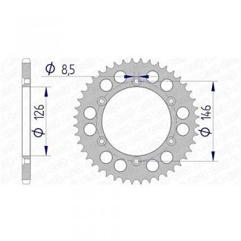 Corona de aluminio AFAM 15203 - 520, rueda dentada para cadena, compatible con modelos específicos, fabricada en aluminio ligero para mayor durabilidad y rendimiento