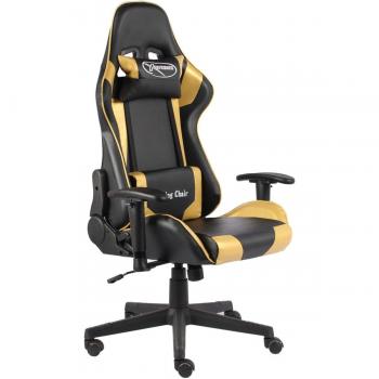 vidaXL Silla gaming giratoria PVC dorado