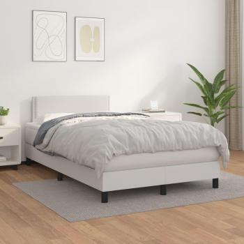Cama box spring de muelles con colchón blanco 120x200 cm en cuero sintético