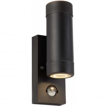 Aplique Jardín Exterior Led Polipropileno Negro 2 bombillas 21cm con sensor PIR IP44, GU10