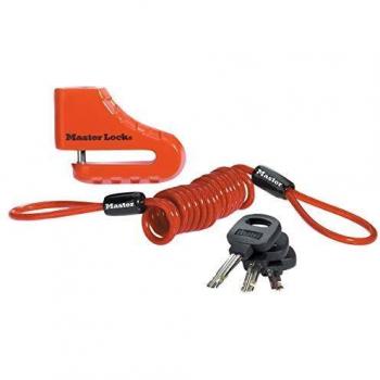 Master Lock 8303EURDPS Candado Disco Moto o Scooter con arco, Rojo, 5 cm