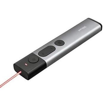 PRESENTADOR INALÁMBRICO TRUST KAZUN ALUMINIUM WIRELESS PRESENTER ROJO 4 FUNCIONES POWERPOINT ALCANCE HASTA 30M