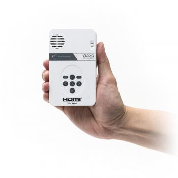 AAXA LED Pico Pocket Size Portable Mobile Mini Projector with mini-HDMI built-in Media Player and Speakers and 80 Min Lithium-Ion Battery
