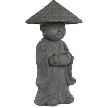 Figura Decorativa Monje Oriental Gris 30 x 30 x 53 cm