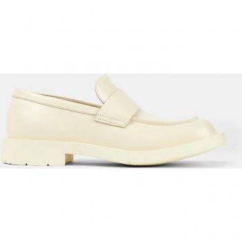 Camperlab Unisex Leather Loafers with Brand Detail - White, Size 38
