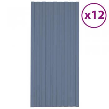 vidaXL Roof Panels 12 pcs Galvanised Steel Grey 100x45 cm