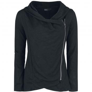 Forplay R.E.D. by EMP Asymmetric Slub Yarn Zipper Mujer Cárdigan Negro S