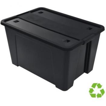Caja sostenible de almacenaje con tapa y ruedas 52 litros 40x57x32cm PP negro Archivo 2000 CP1482052 NE