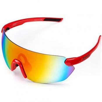 Briko Starlight 3 Lenses Gafas Sol Ciclismo, Unisex Adulto, Alizarin crismon, One