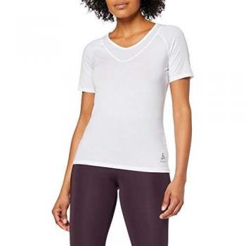 Odlo Camiseta de Malla para Mujer con Cuello Redondo S/S Lou, Mujer, Camiseta, 350571-10000-L, Blanco, L