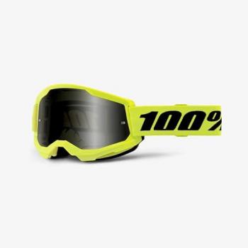 Gafas de Cross 100% Strata 2 Amarillo Neón con lentes oscuros y diseño off-road