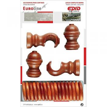 Epid SOPORTE BARRA CORTINA ANILLAS TERMINALES JUEGO EPID 18MM AVELLANA 02181004 MADERA