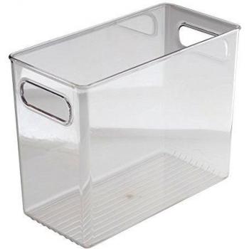InterDesign Linus Caja organizadora para Cuarto de baño, Organizador de cajones Grande de plástico con Asas, Transparente