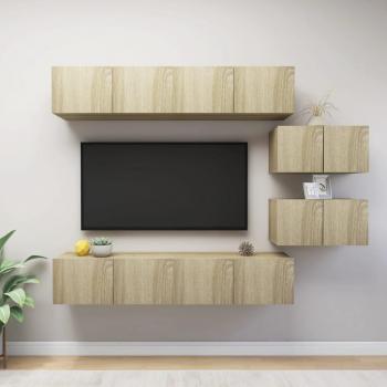 Juego de muebles para puertas de TV 6 piezas Sonoma Wood Oak Multilayer