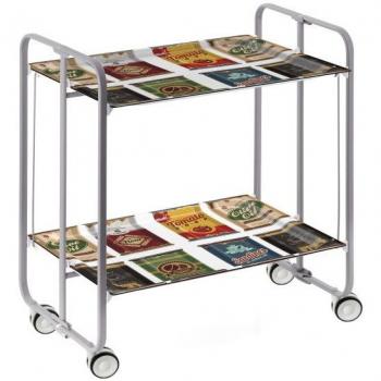 Carrito Auxiliar Plegable Bauhaus con Ruedas y 2 Estantes, Color Gris