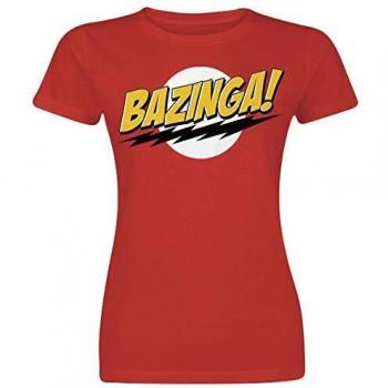 The Big Bang Theory Bazinga Mujer Camiseta Rojo L, 100% algodón, Regular