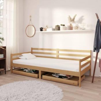 Sofá cama con cajones 90x200 cm madera de pino miel
