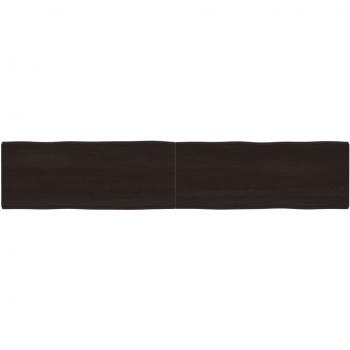 Tabla de encimera madera tratada roble borde natural marrón oscuro 200 x 40 x (2-4) cm