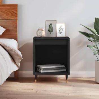 Mesita de Noche Negra 40x35x50 cm Madera Multicapa